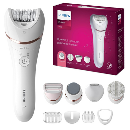 Philips Epilatore 5-in-1 per Donne Rasoio Rifinitore Pedicure & Esfoliante Corpo con 9 Accessori