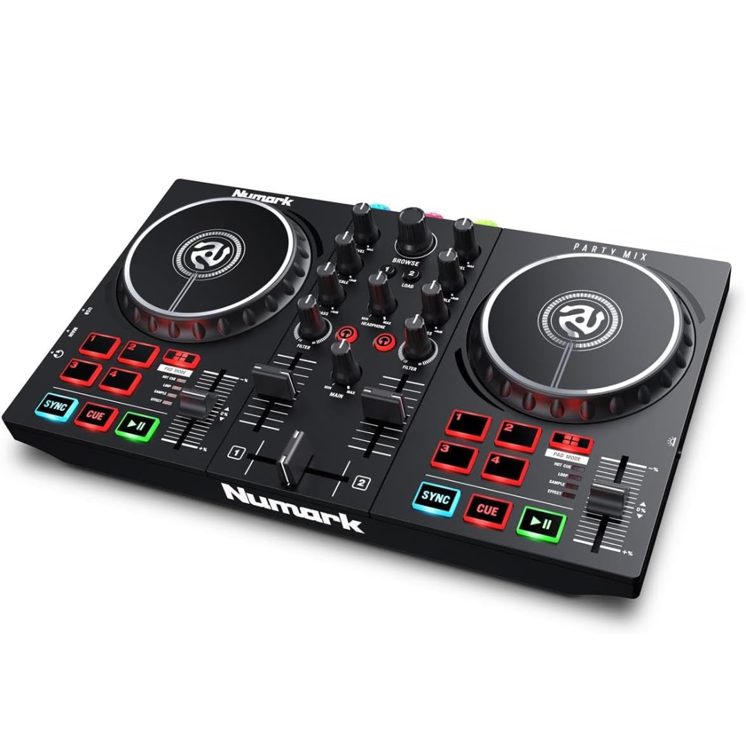 Sistema DJ Completo USB – 2 Piatti, Spettacolo di Luci LED e Serato DJ Lite