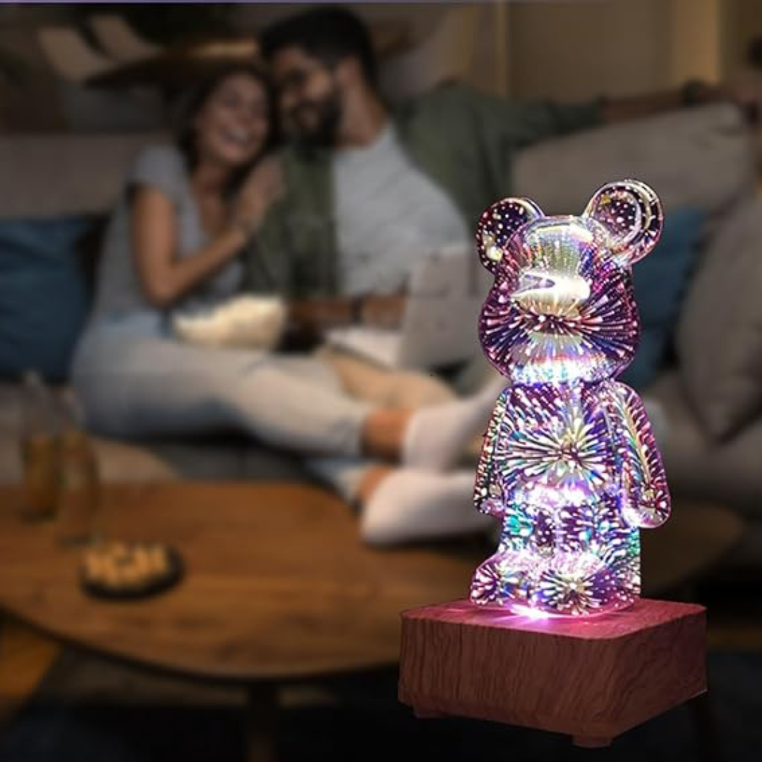 Lampada Notturna LED 3D Fuochi d'Artificio Orso