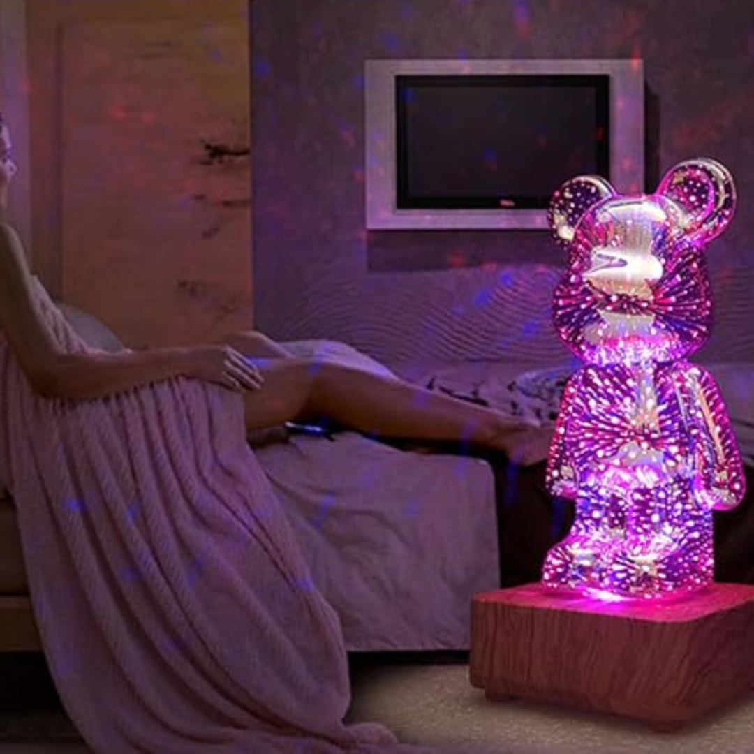 Lampada Notturna LED 3D Fuochi d'Artificio Orso