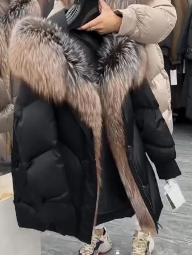 Manteau d’Hiver à Capuche avec Col en Fausse Fourrure