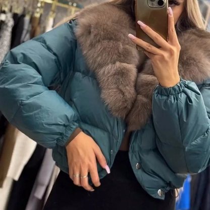 Manteau à Capuche pour Femme avec Col en Fausse Fourrure