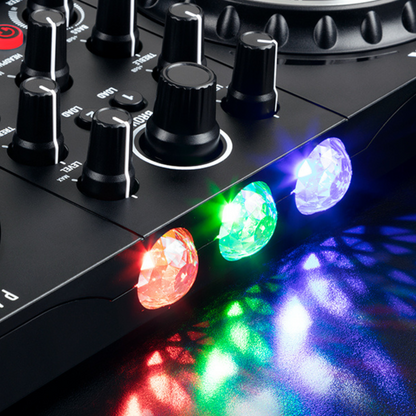 Sistema DJ Completo USB – 2 Piatti, Spettacolo di Luci LED e Serato DJ Lite