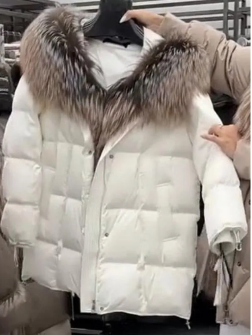 Manteau d’Hiver à Capuche avec Col en Fausse Fourrure