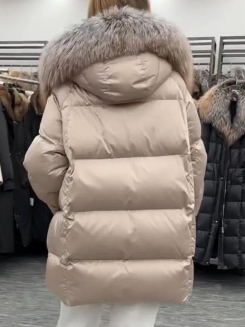 Manteau d’Hiver à Capuche avec Col en Fausse Fourrure