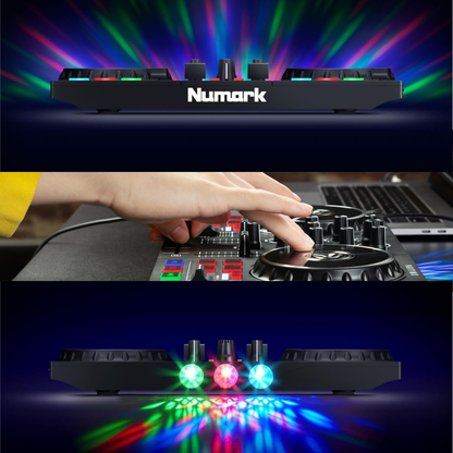 Sistema DJ Completo USB – 2 Piatti, Spettacolo di Luci LED e Serato DJ Lite